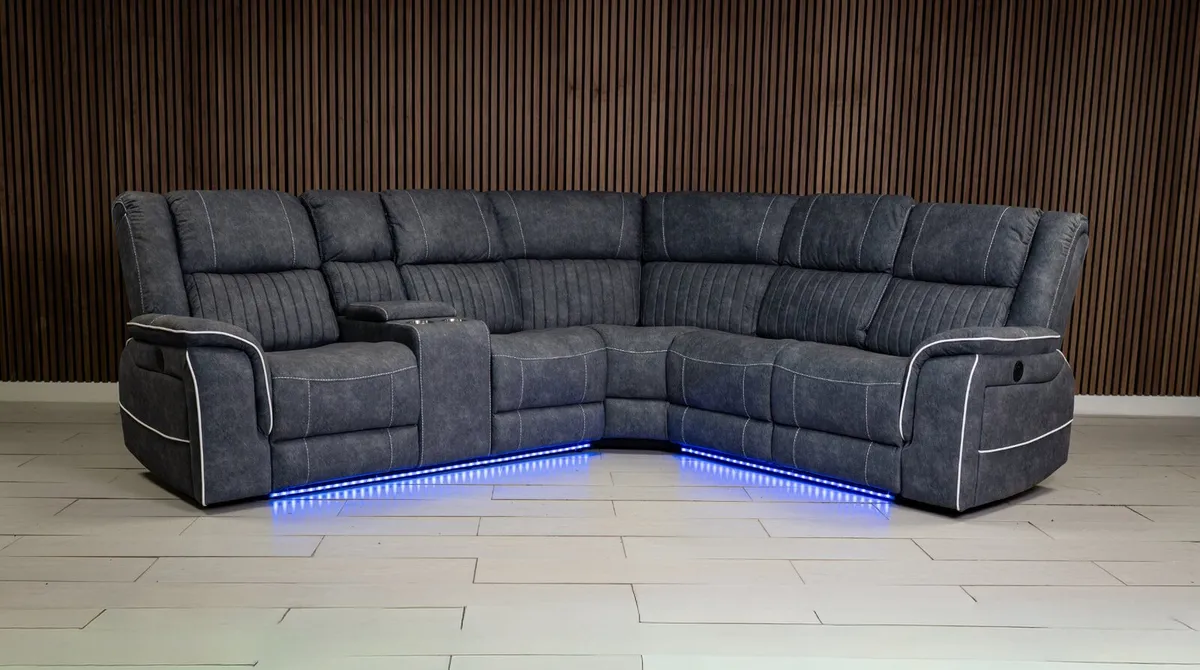 Hannan Corner Electric Micro Fabric Recliner Sofa - Image 1