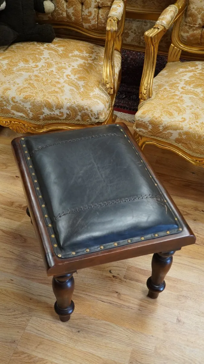 Leather Armchair with Matching Footstool - Image 4