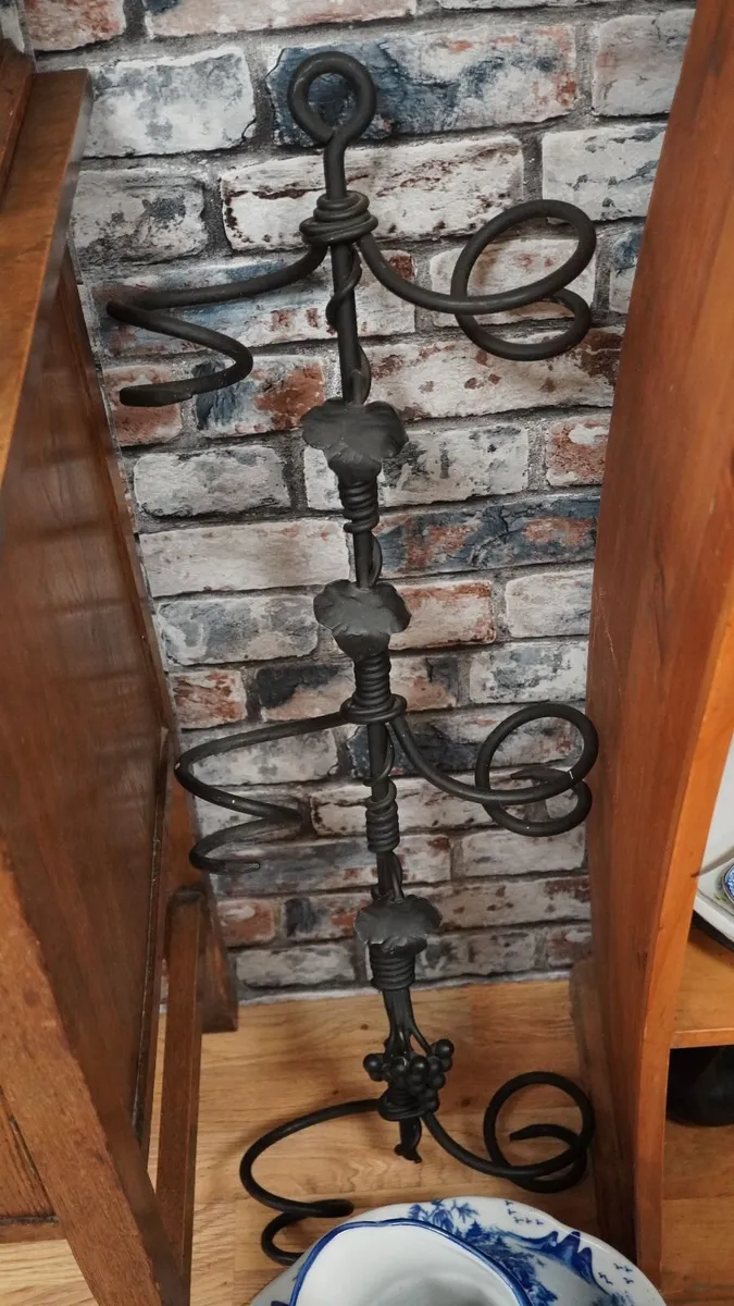 Vine Scroll Hanging Wrought Iron Wine Rack - Image 1