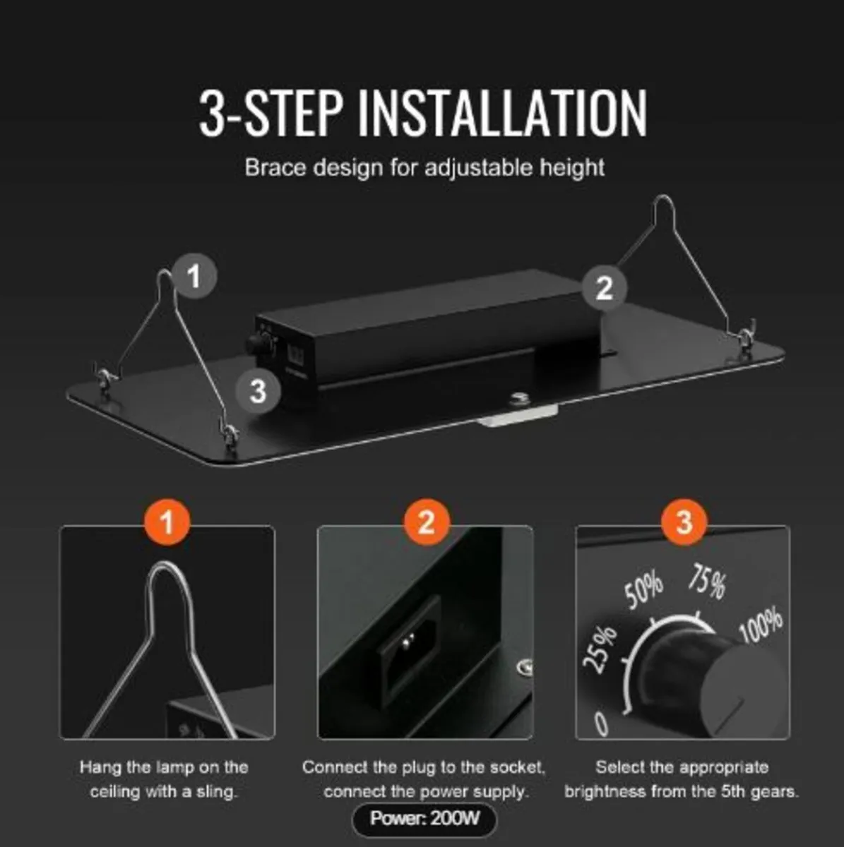 LED Grow Light, 200W Full Spectrum Dimmable - Image 4