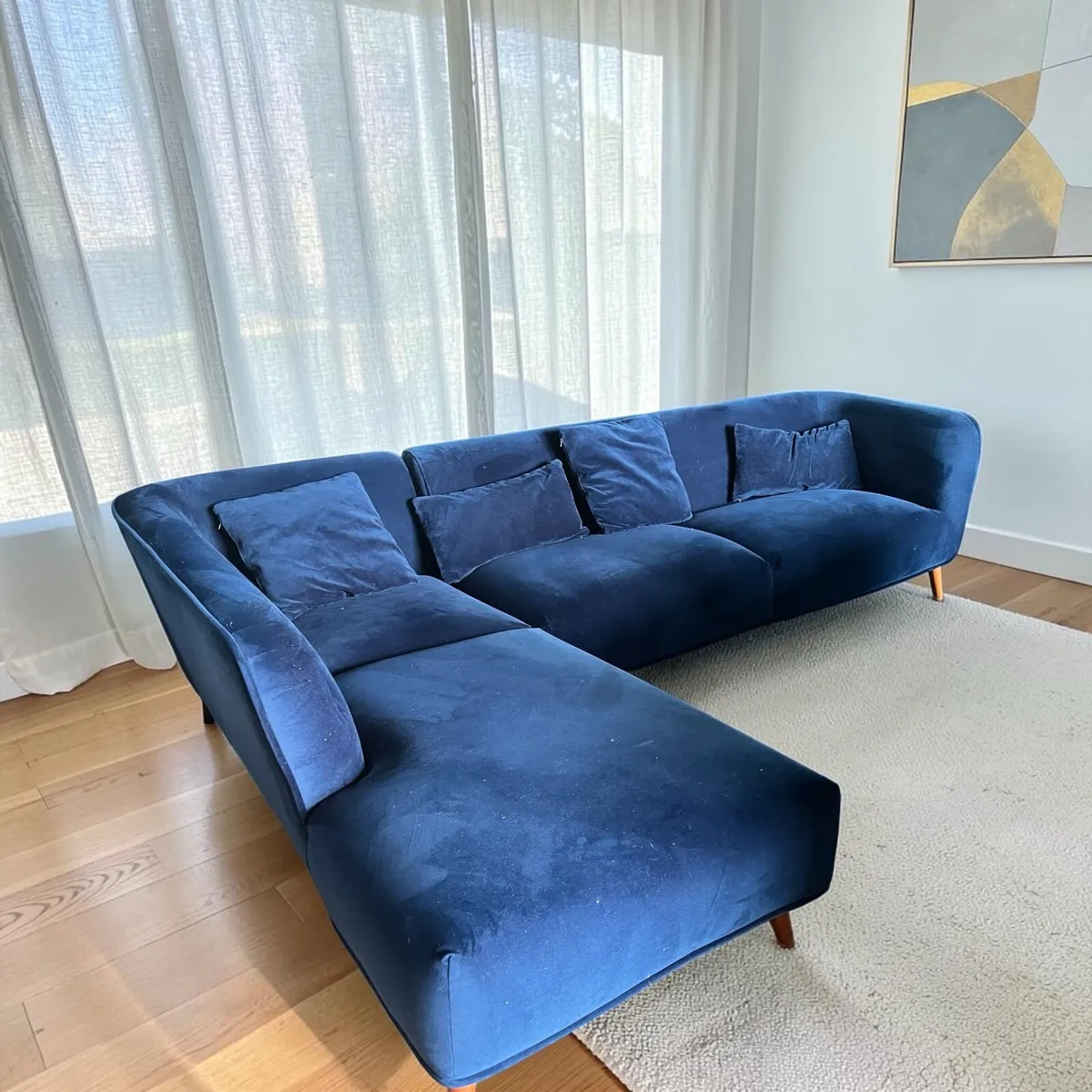 Blue corner sofa set l shaped - Image 1