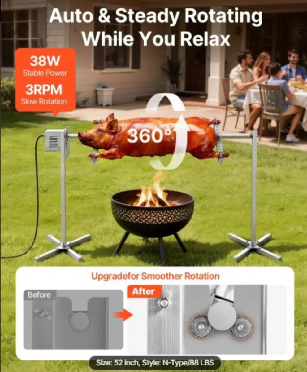 Rotisserie Grill,AC220-240V 8 Level Height Electri - Image 2