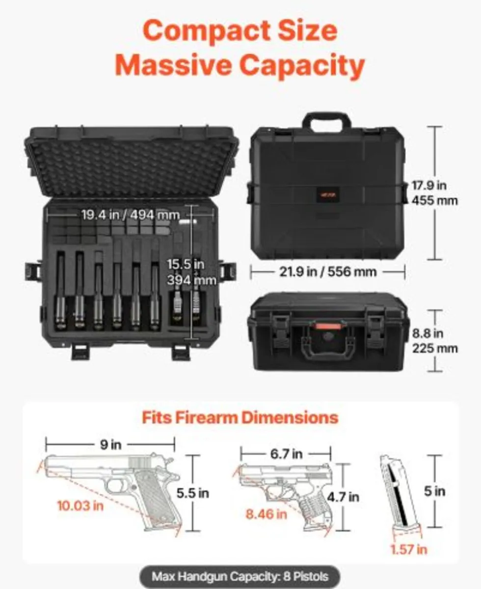 Hard Pistol Case, Heavy Duty Hard Gun Case - Image 2