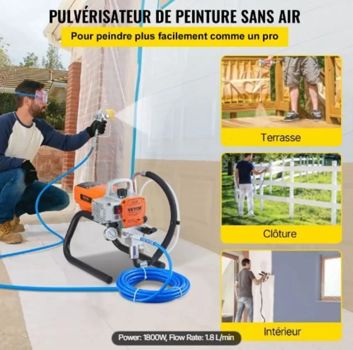 Pro Airless Wall Paint Sprayer, 1800W - Image 1