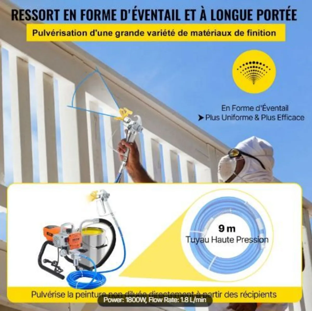 Pro Airless Wall Paint Sprayer, 1800W - Image 3