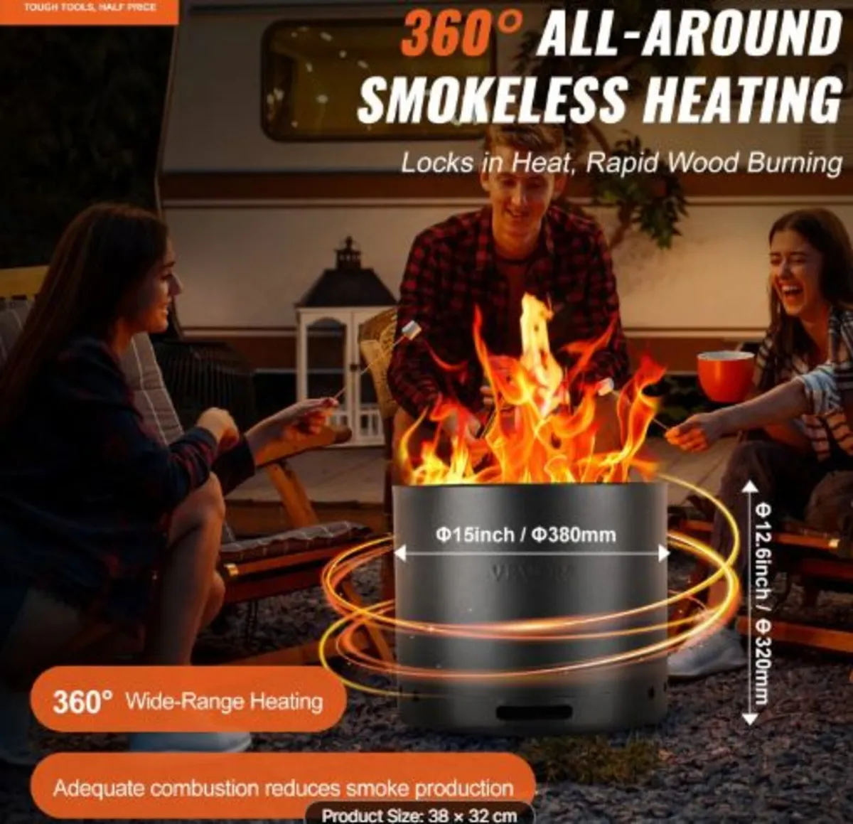 Smokeless Fire Pit Stove Bonfire, H: 12.6 - Image 2