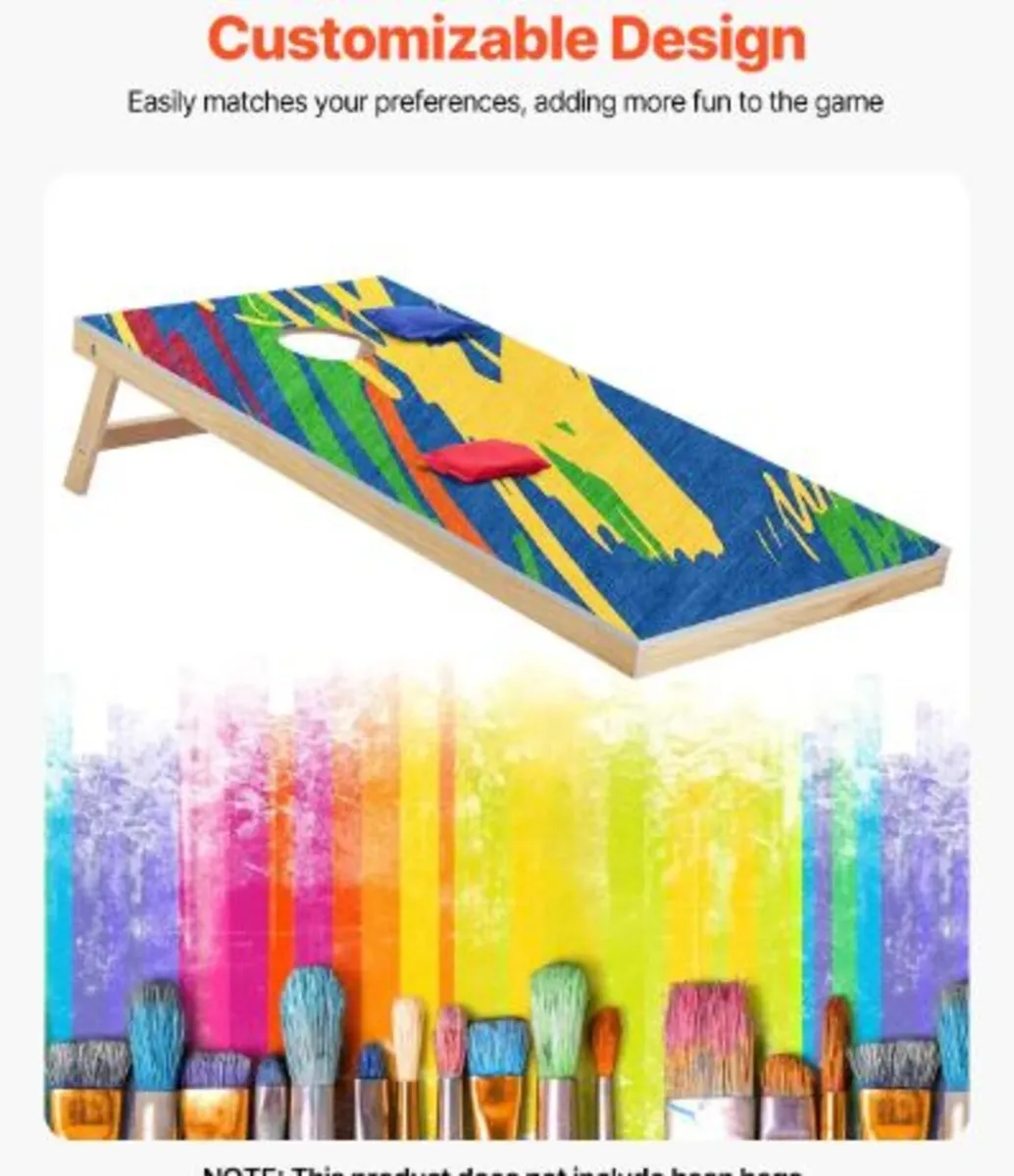 Cornhole Set, 4x2 ft Corn Hole Game Boards, Solid - Image 2