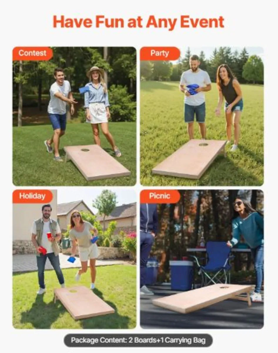 Cornhole Set, 4x2 ft Corn Hole Game Boards, Solid - Image 3