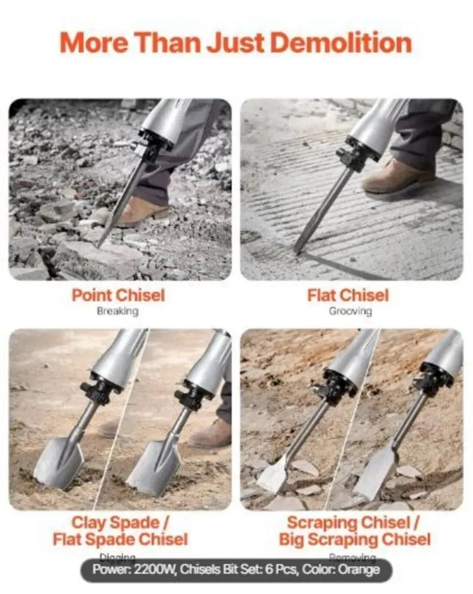 Demolition Hammer 2200W Heavy Duty Concrete Tool - Image 4