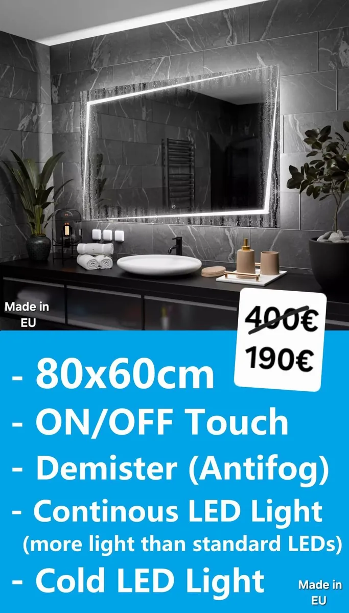 LED Bathroom Mirror Demister Antifog Touch Switch - Image 2