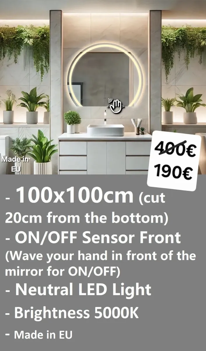 LED Bathroom Mirror Unique Shape Made in EU - Image 2