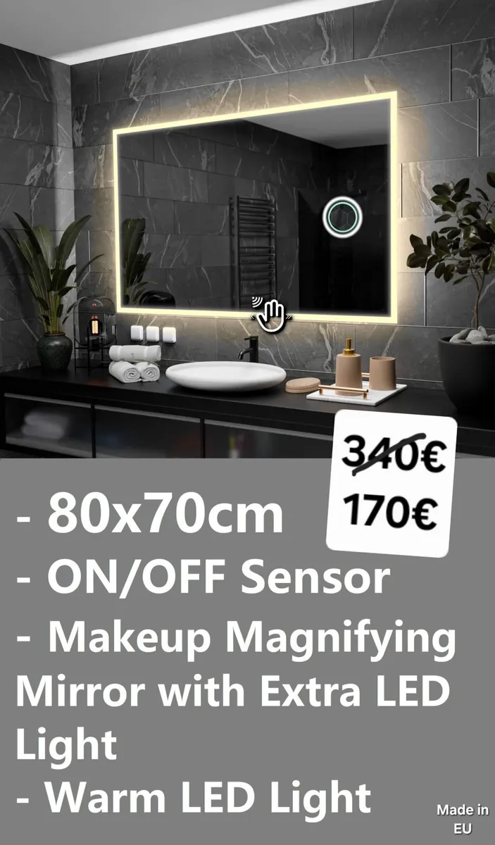 LED Bathroom Mirror Makeup with Zoom Touch Switch - Image 1