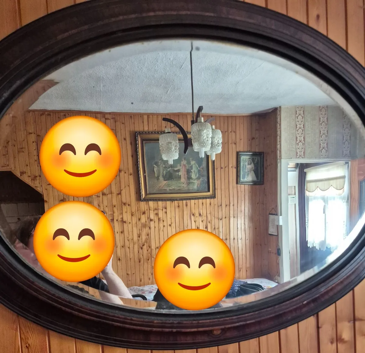 Classic oval mahogany wall mirror  x2