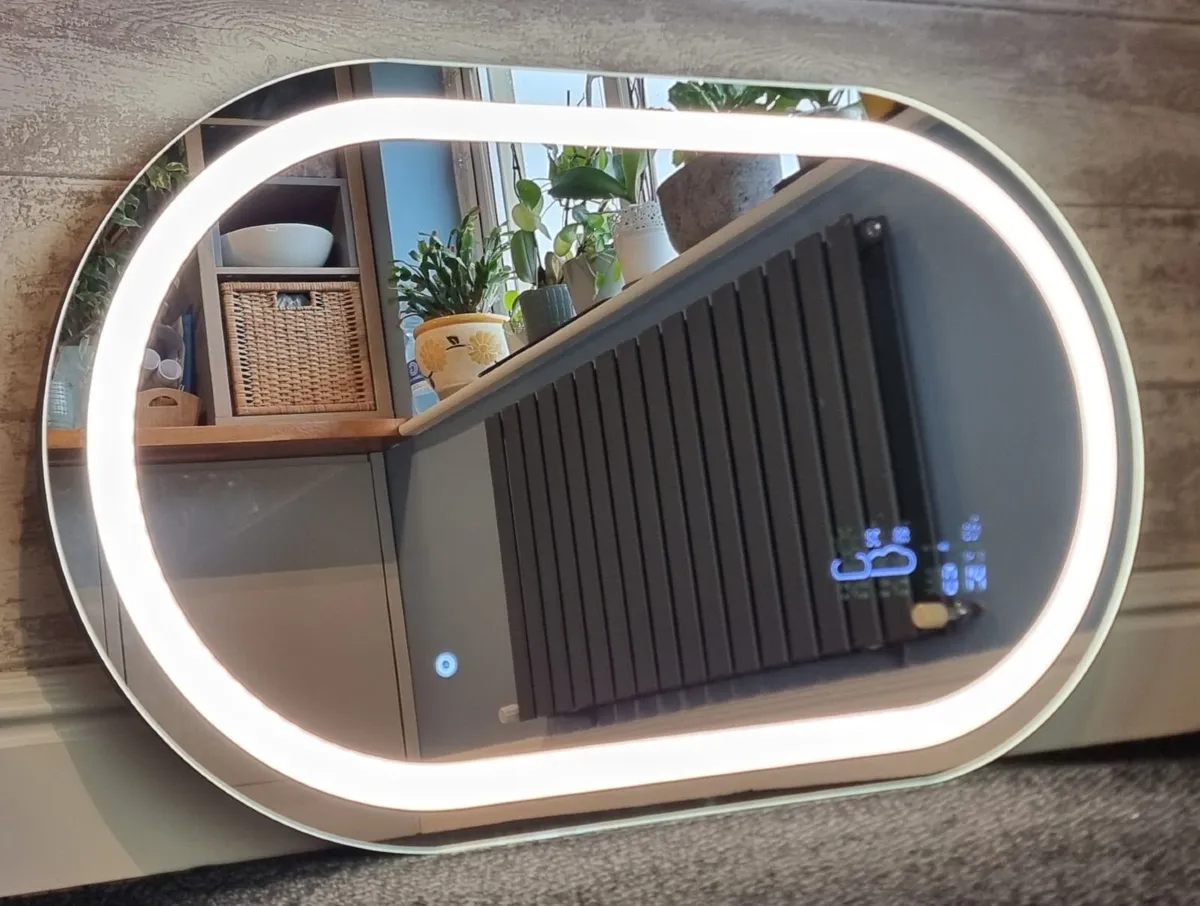 LED Bathroom Mirror Wi-Fi Weather Station Black - Image 3