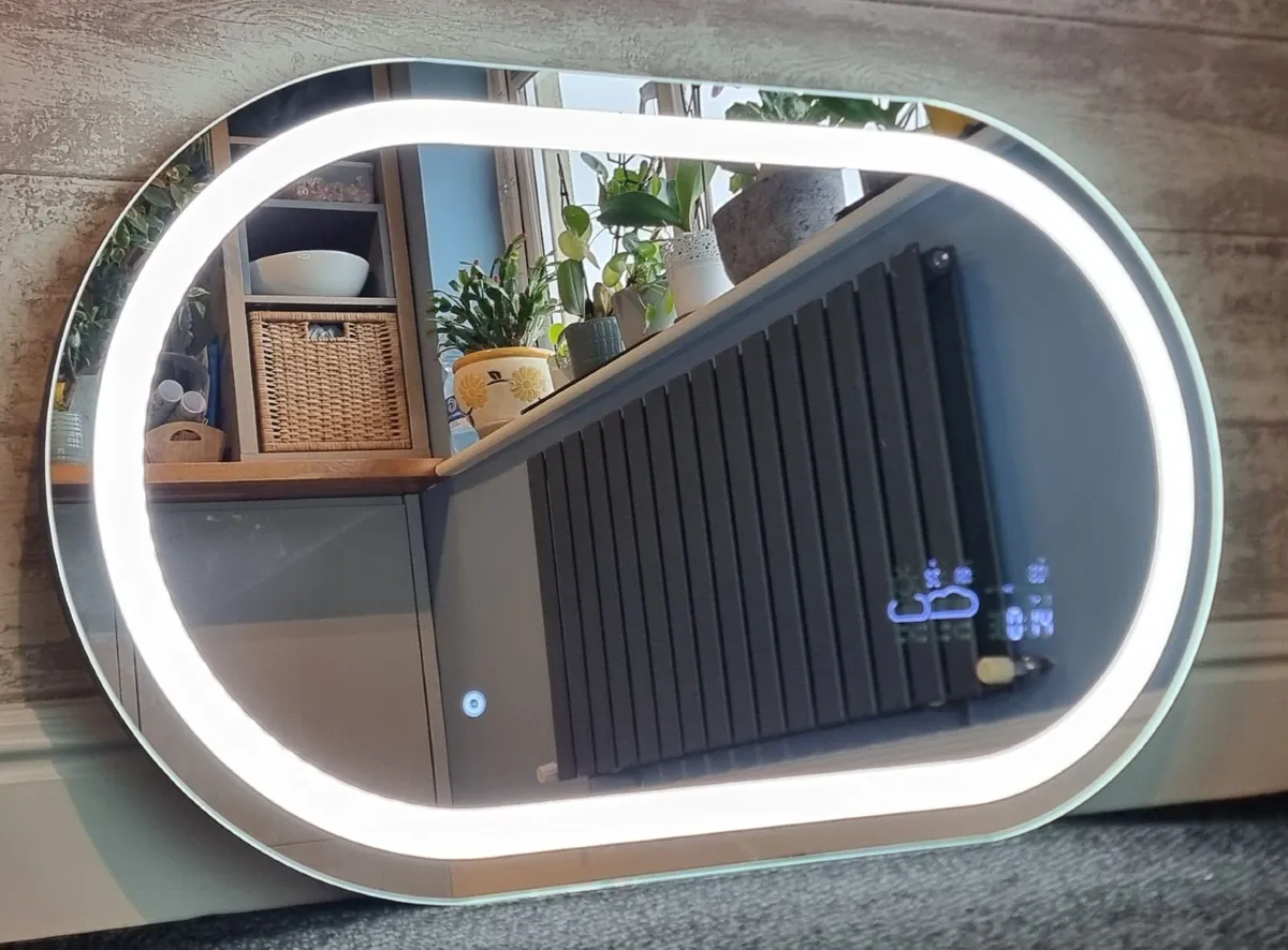 LED Bathroom Mirror Wi-Fi Weather Station Black - Image 4