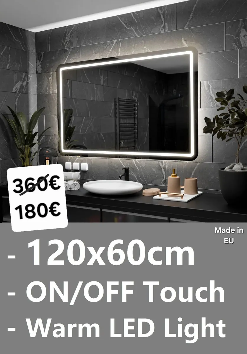 LED Bathroom Mirror Warm Light Made in EU - Image 2