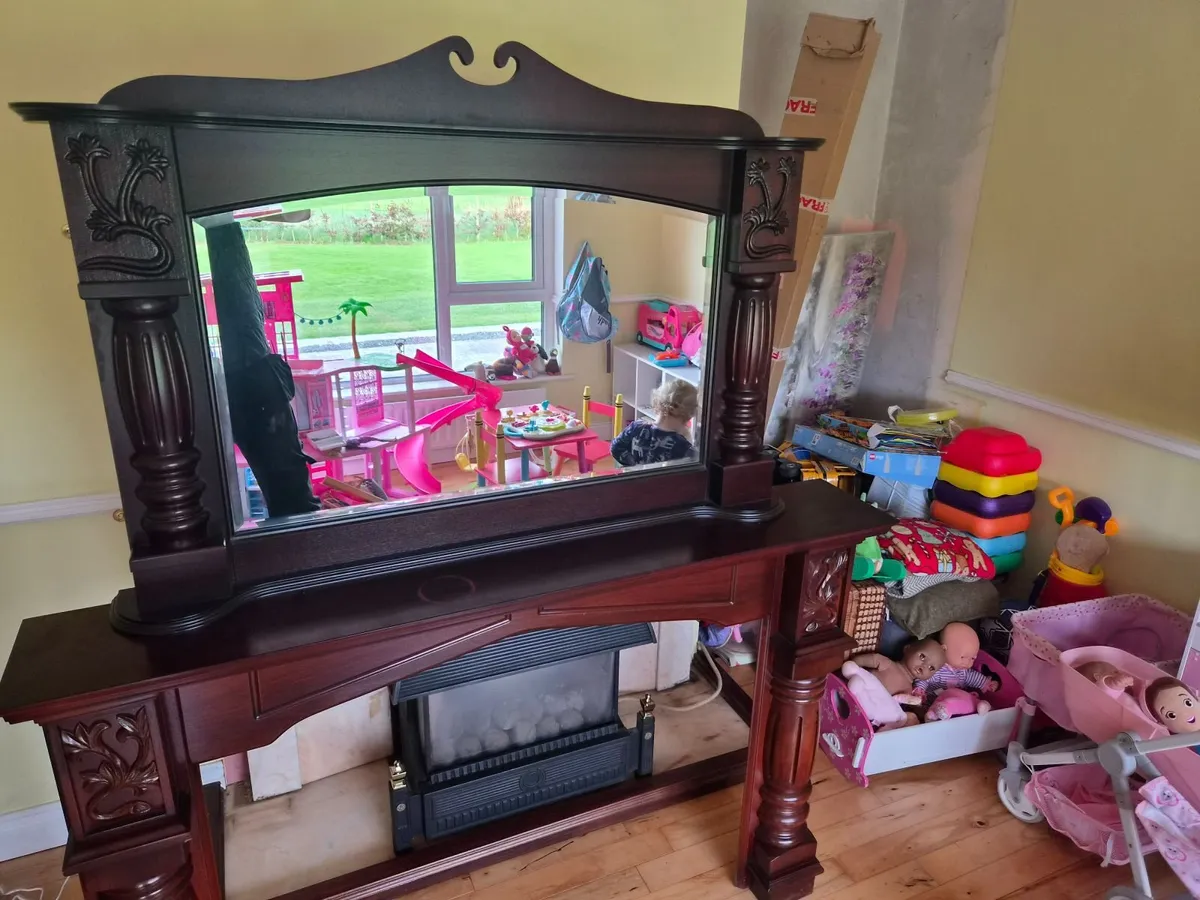 Mahogany fire surround come with mirror - Image 3