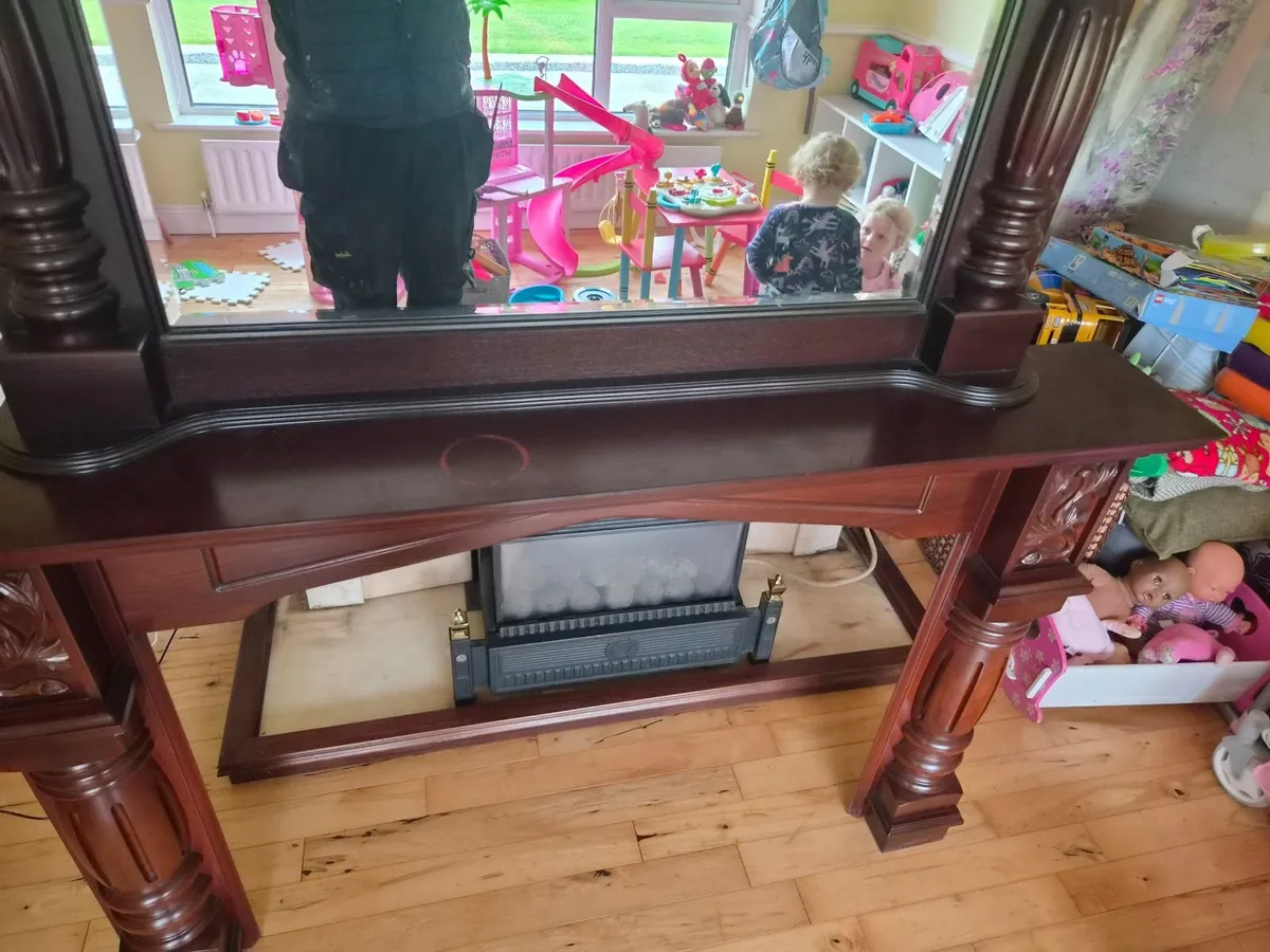 Mahogany fire surround come with mirror - Image 4