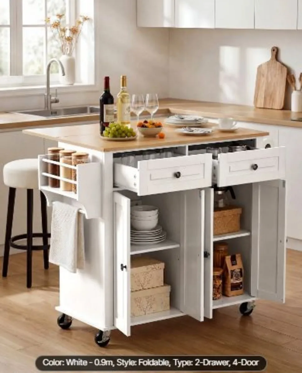 Kitchen Island Cart with Storage, 1107 mm - Image 2