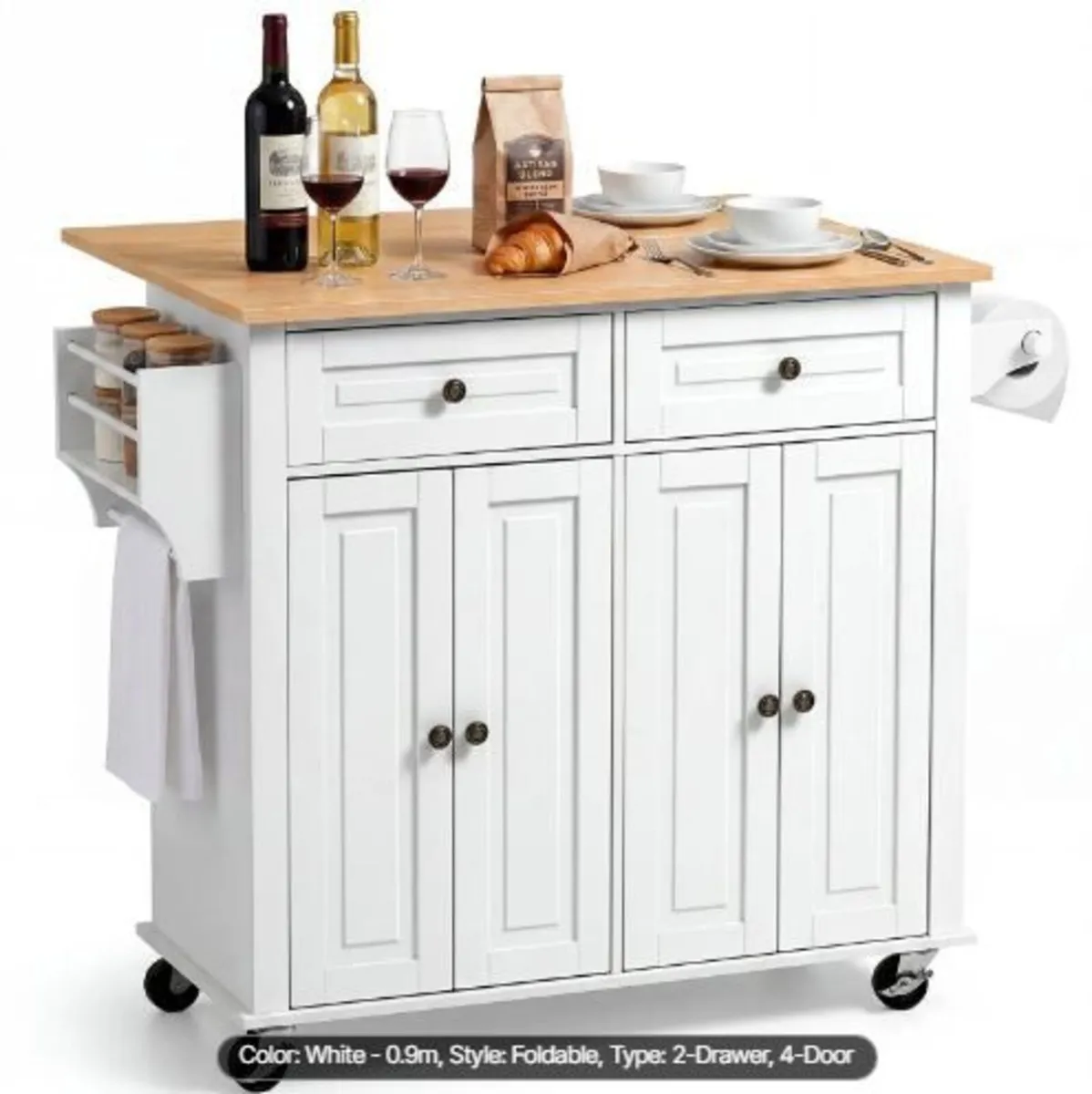 Kitchen Island Cart with Storage, 1107 mm - Image 3