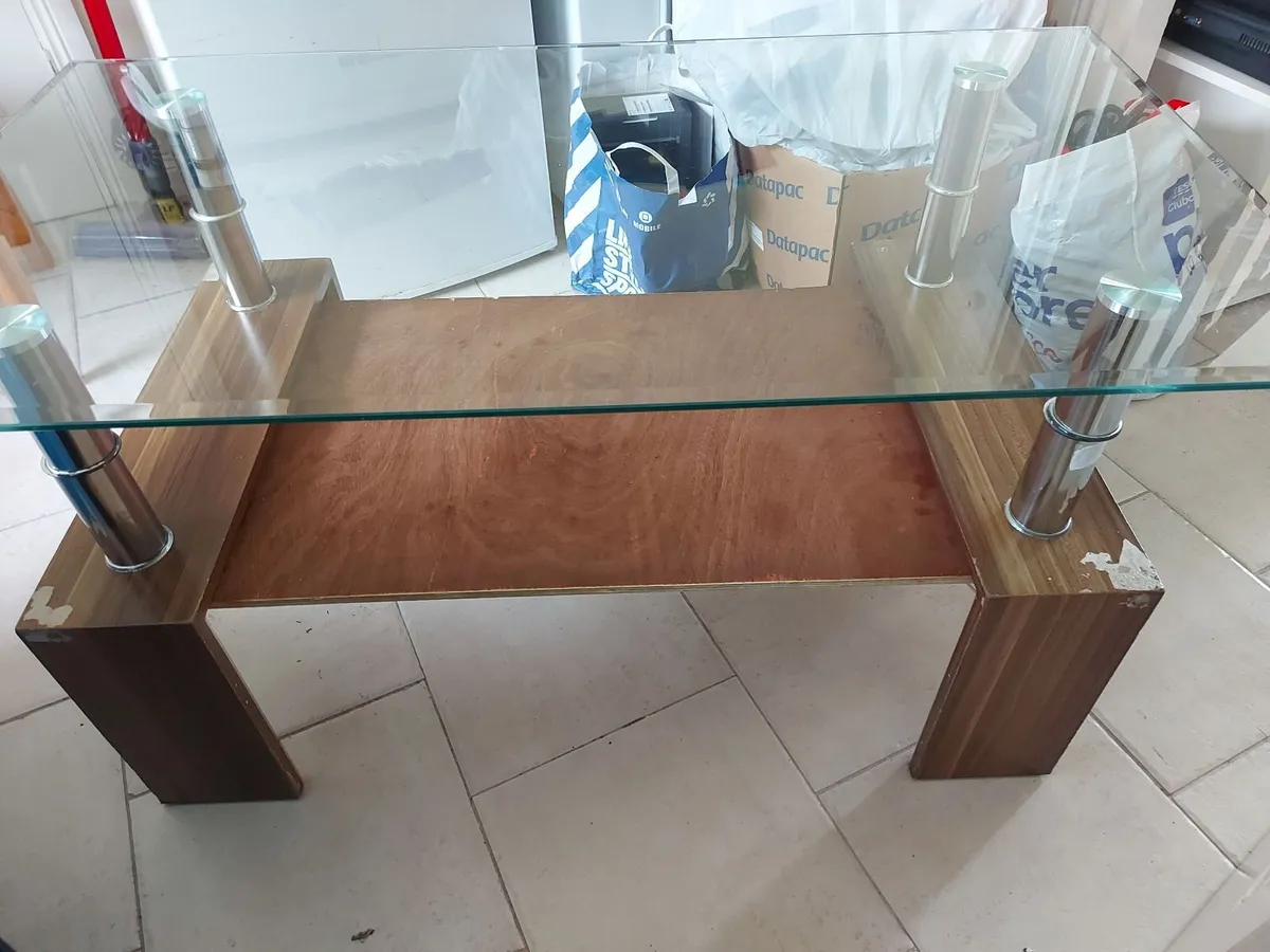Glass Coffee Table with Timber Shelf - Image 4