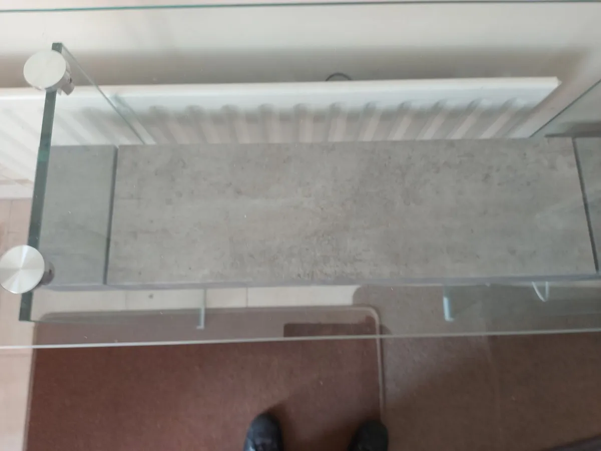 Glass Hall Console Table with Stone Slab Shelf NEW - Image 2