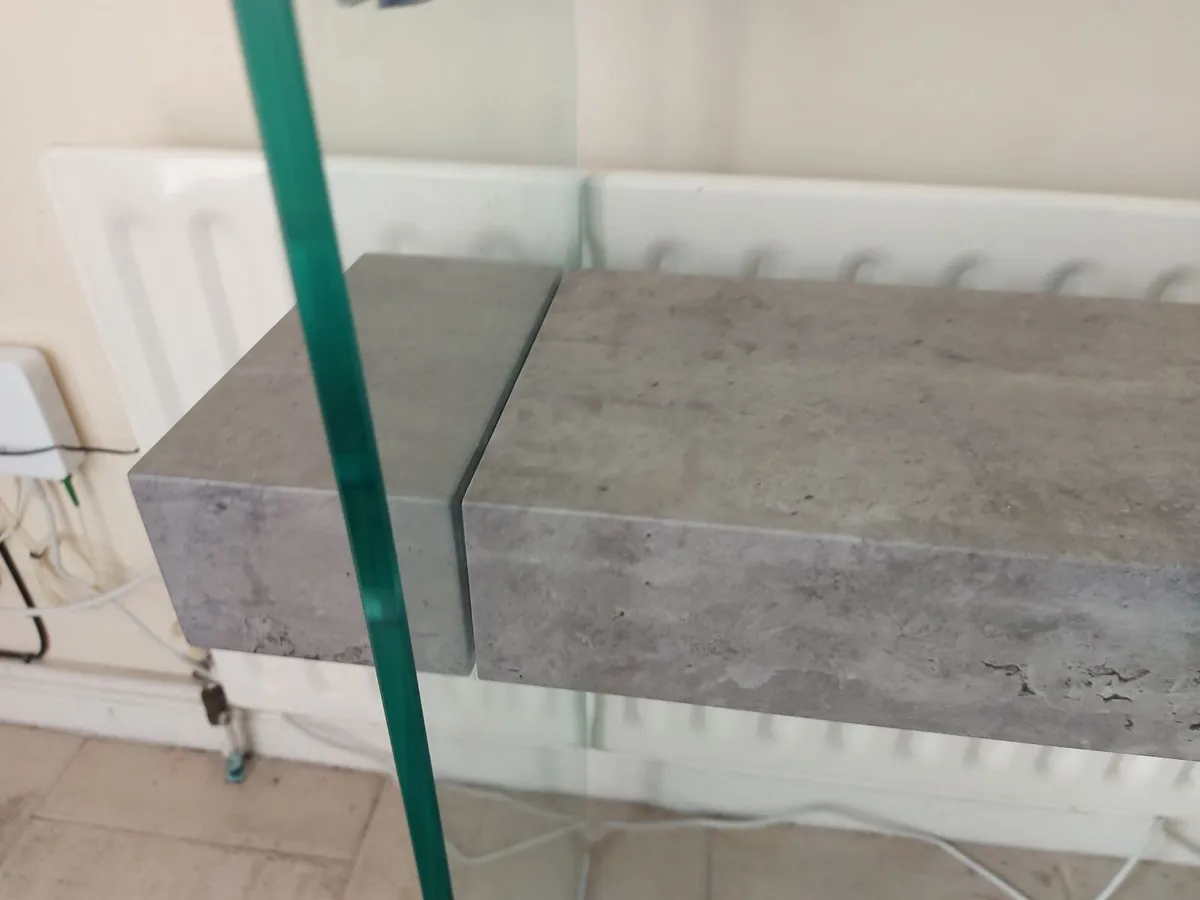 Glass Hall Console Table with Stone Slab Shelf NEW - Image 3