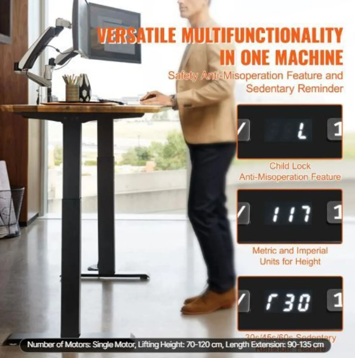 Electric Standing Desk Frame Adjustable 70-117 cm - Image 4