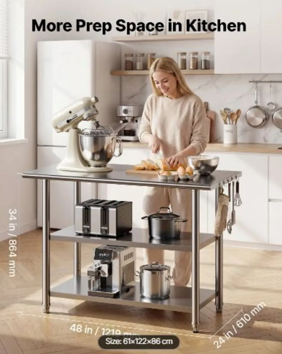 Stainless Steel Work Table, 61x122 cm - Image 3