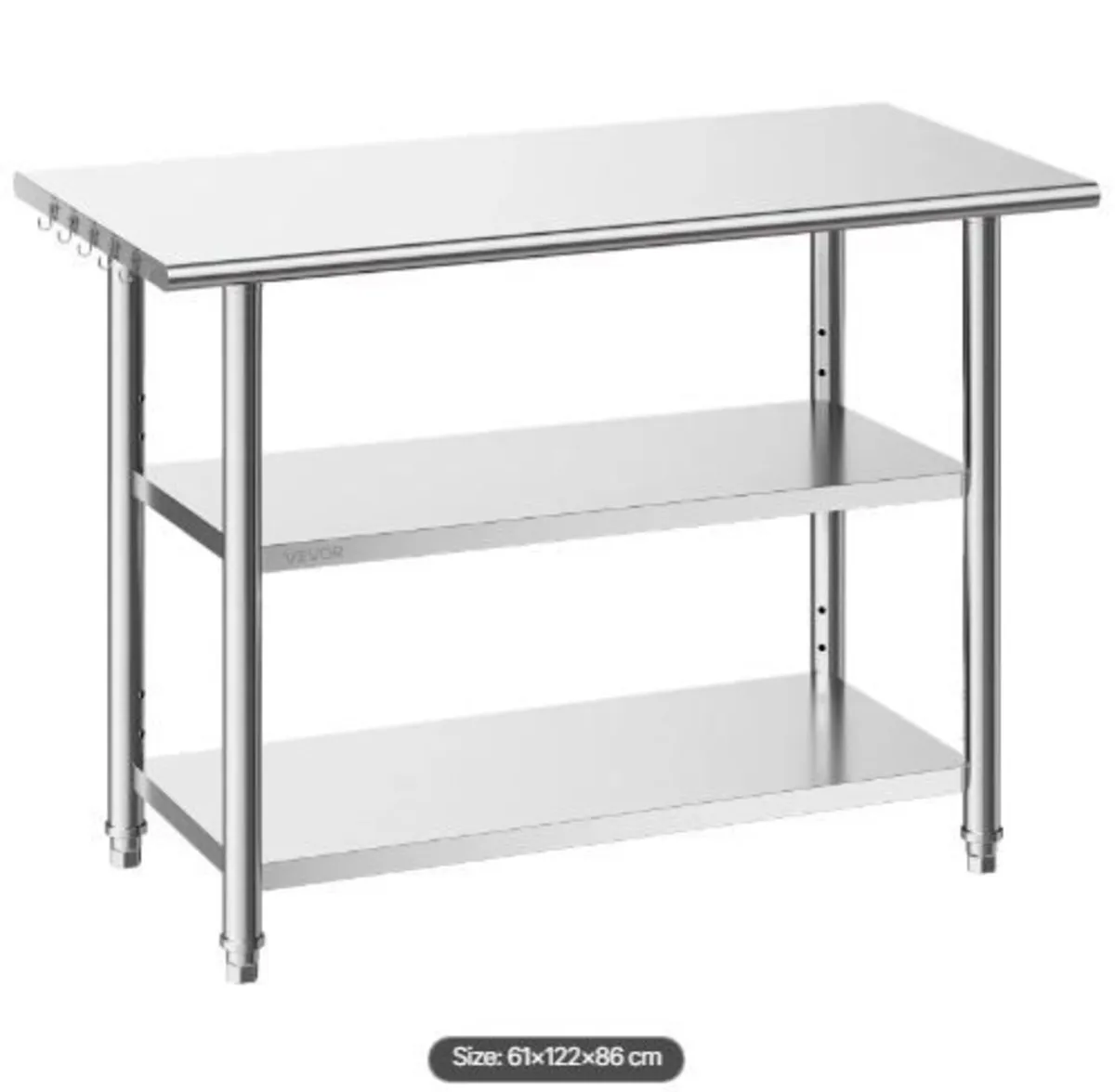 Stainless Steel Work Table, 61x122 cm - Image 4