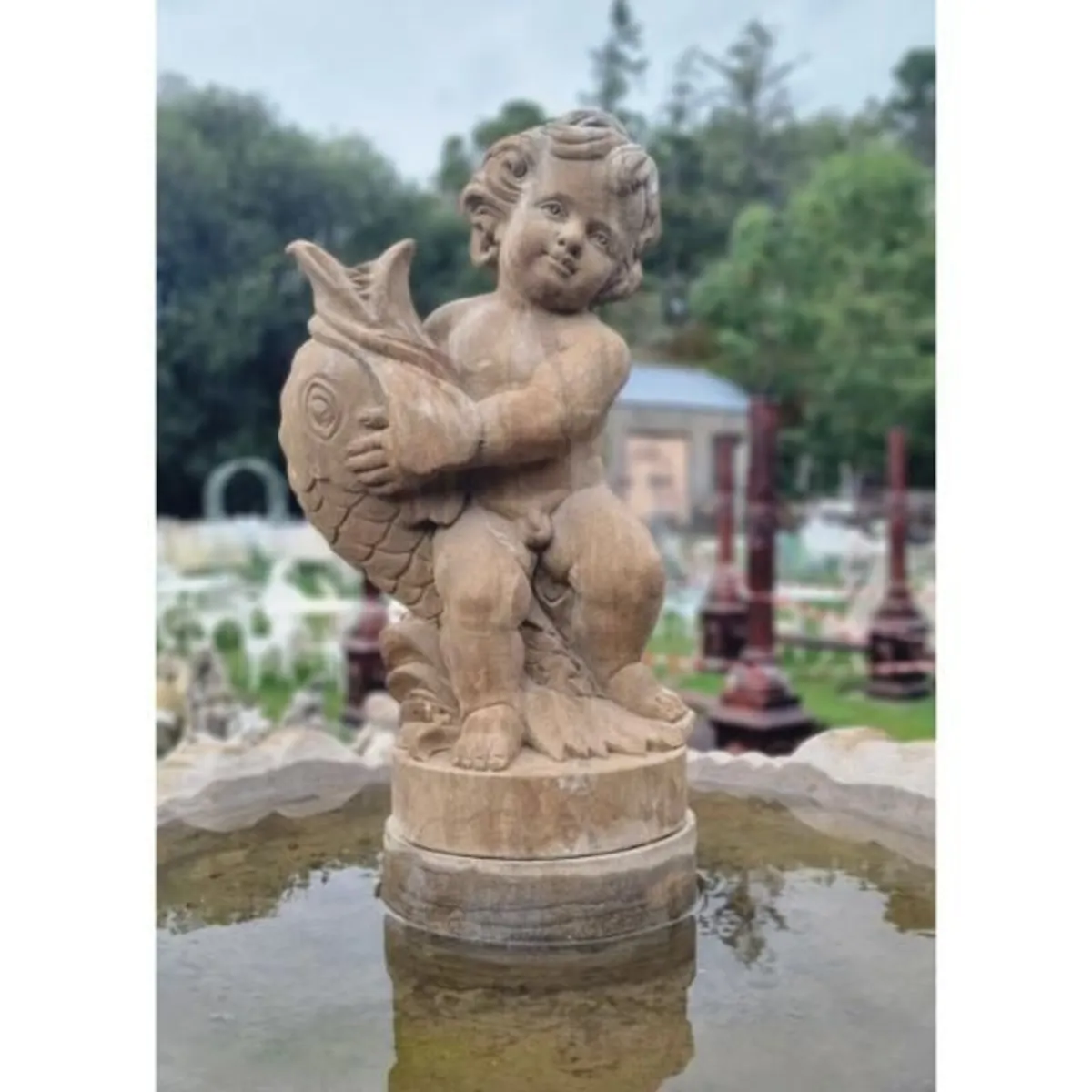 Limestone Cherub Fountain CH-NF582 - Image 2
