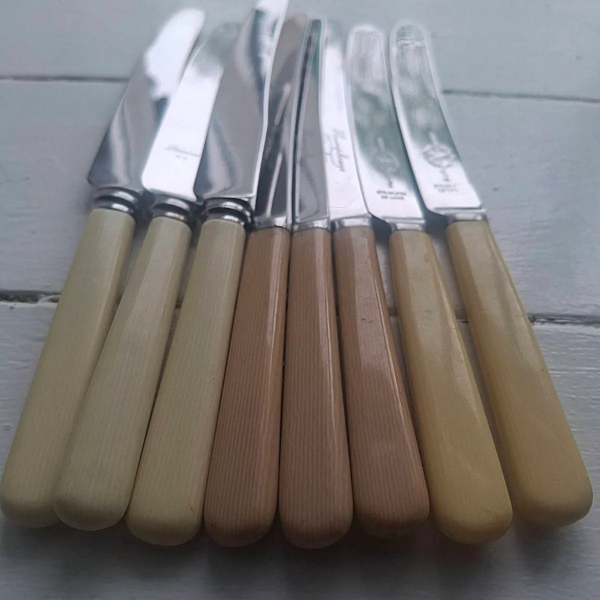 1930s/40s Faux Bone Handle Dinner Knives - Image 1
