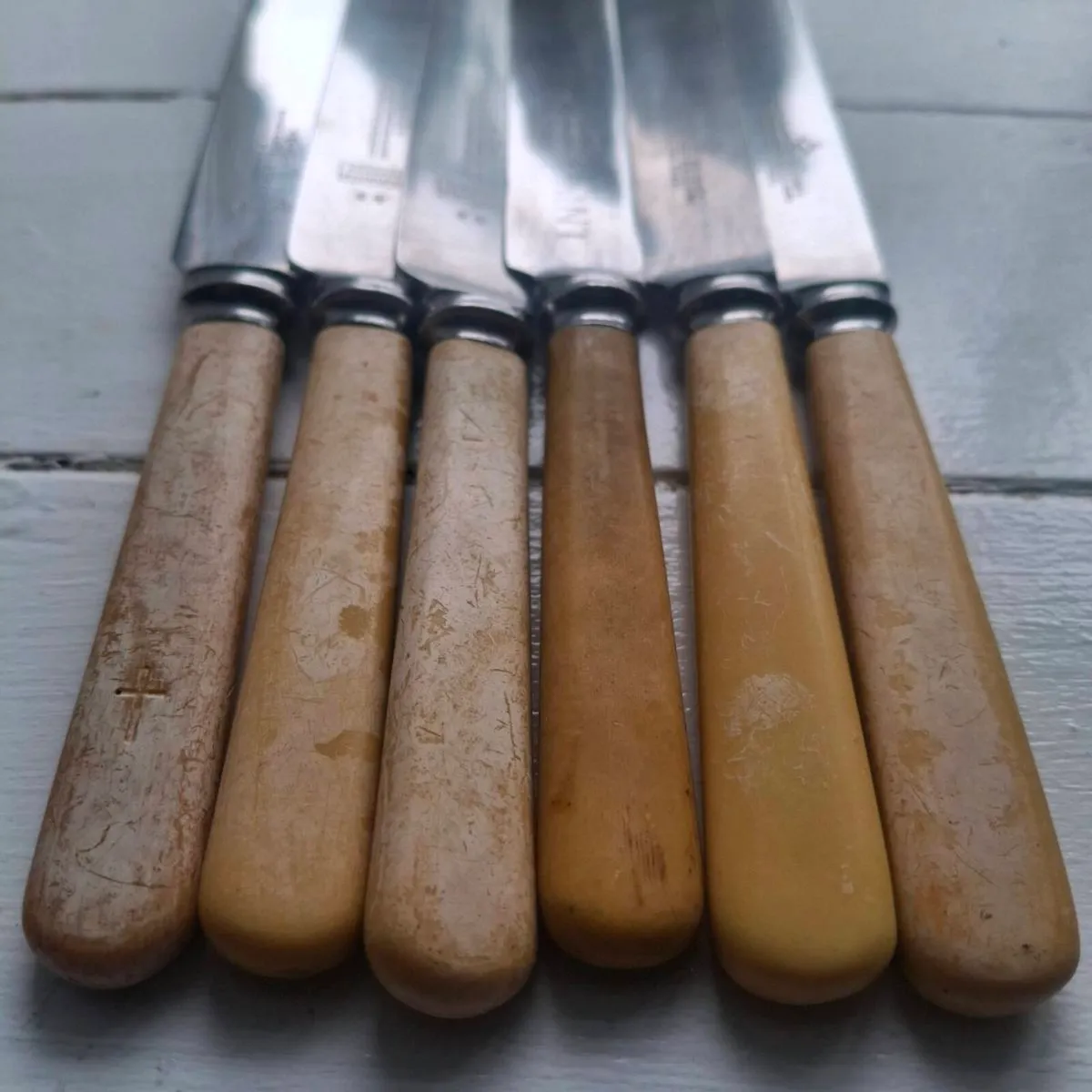 Vintage Faux Bone Handle Butter Knives - Image 1