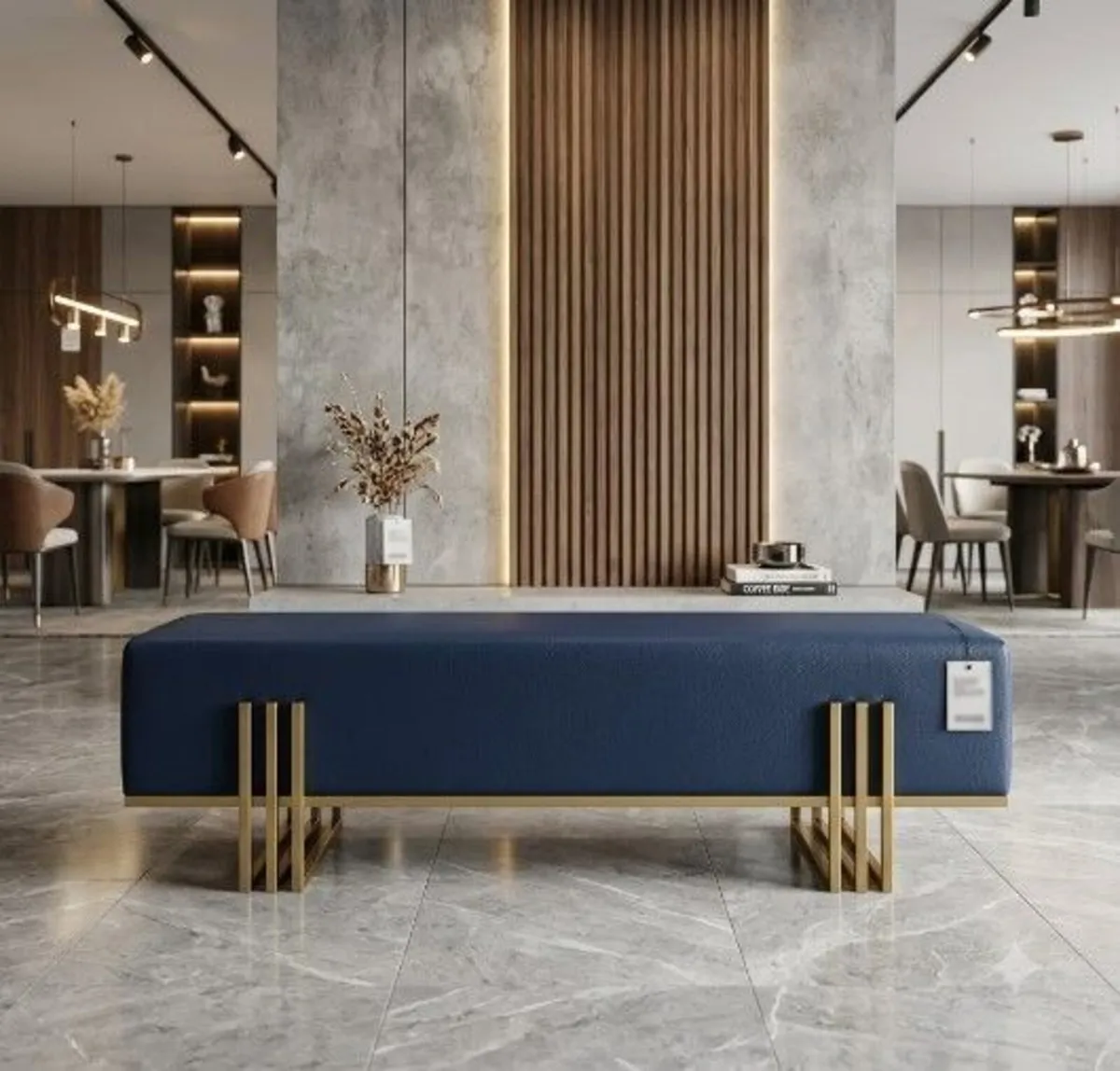 Aurora Luxury Bench 180cm Gold Frame Upholstered - Image 2