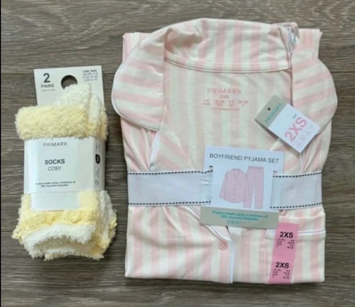 NEW Ladies Pink Stripe Boyfriend Pyjamas: 2XS & 2 - Image 2