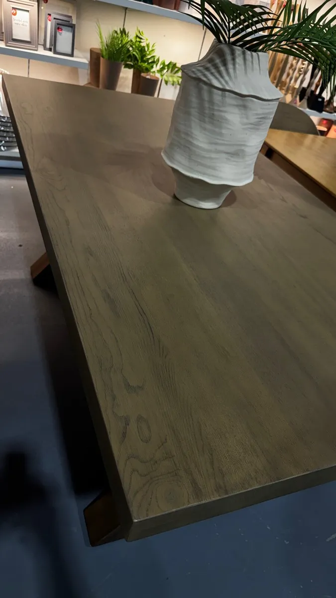 Solid Oak Dining Table Ex Display Like New - Image 3