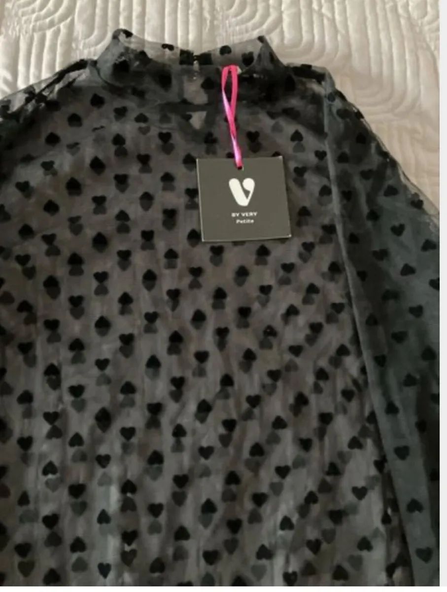 BY VERY Petite Black Chiffon Top Size 10 UK - Image 2