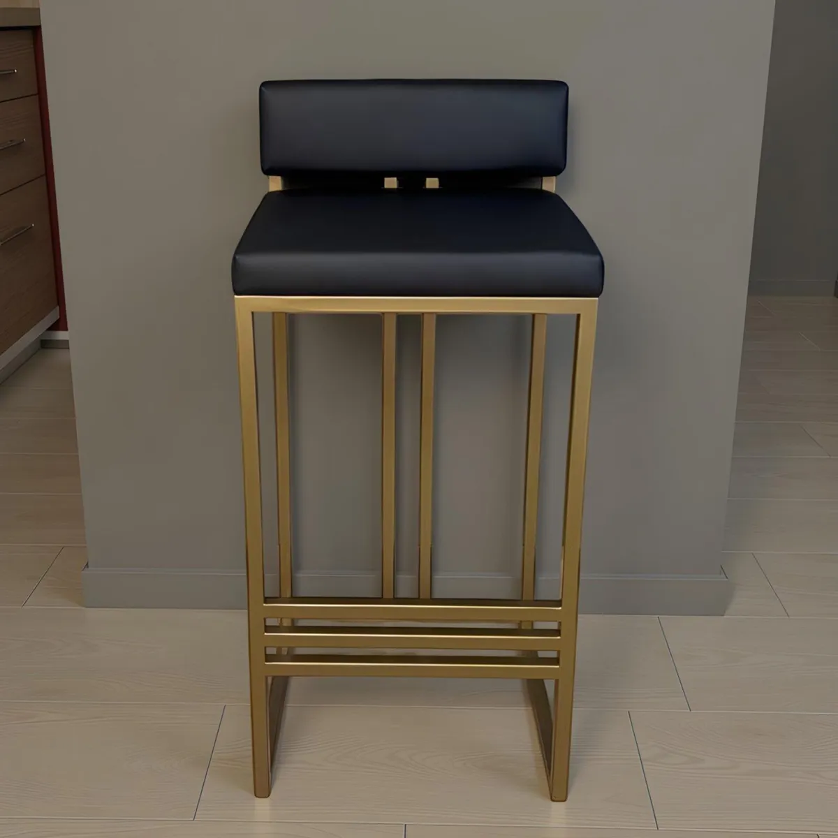 Luxury Eco Leather Bench Gold Powder-Coated Metal - Image 2