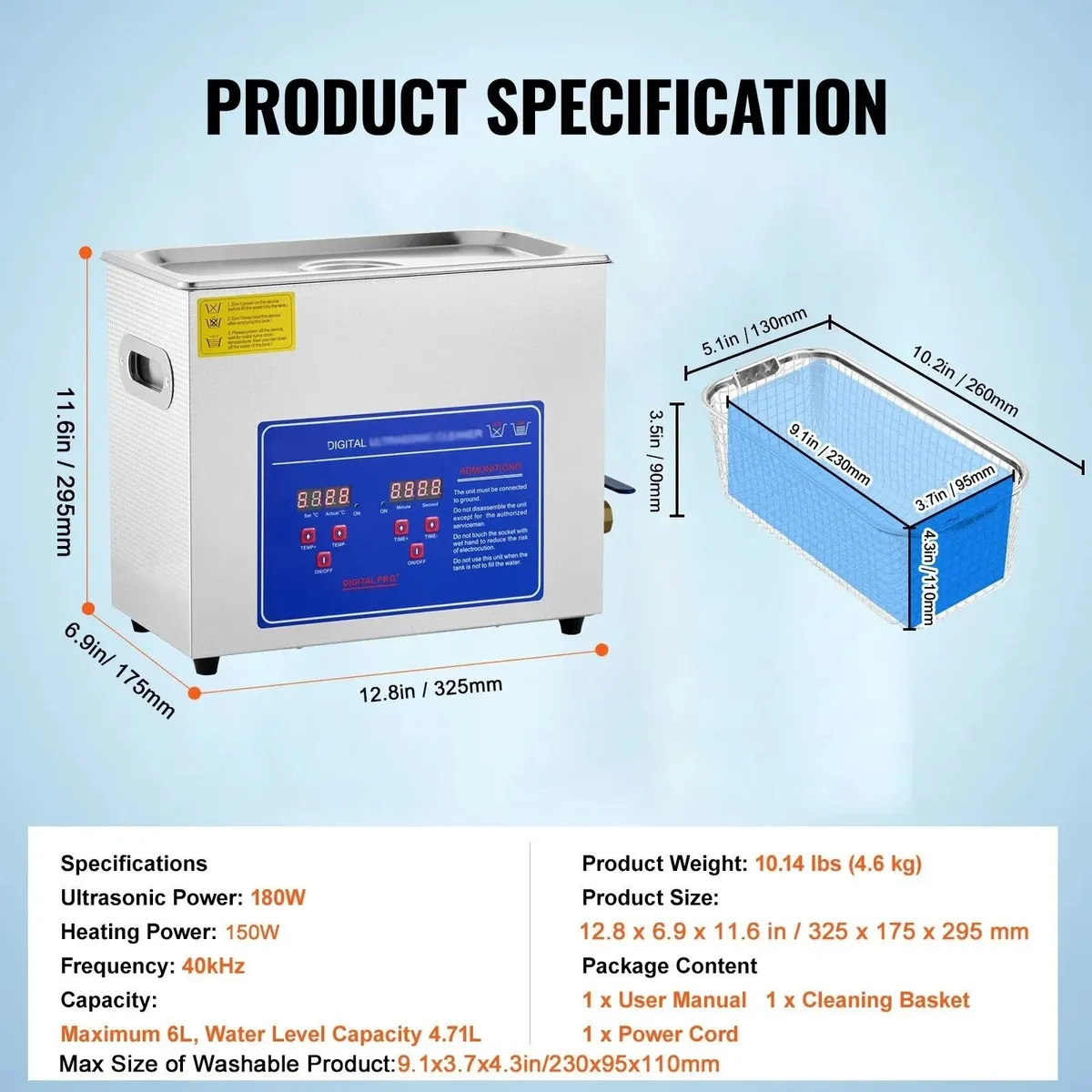 6L Ultrasonic Cleaning Machine Digital Heat - Image 4