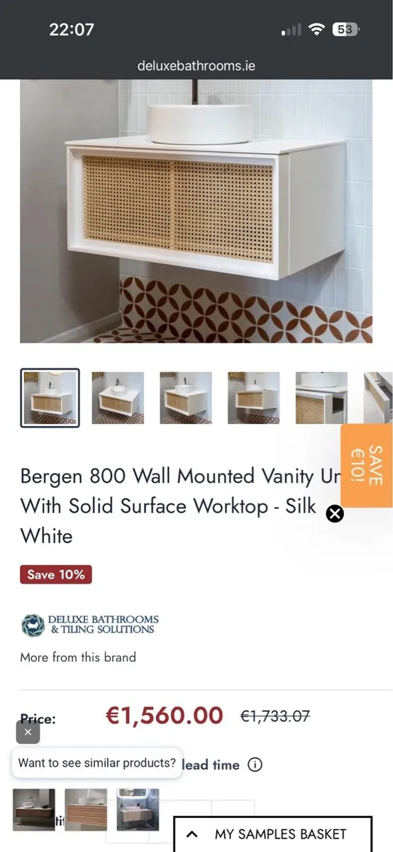 New 800mm bathroom vanity and solid countertop - Image 1