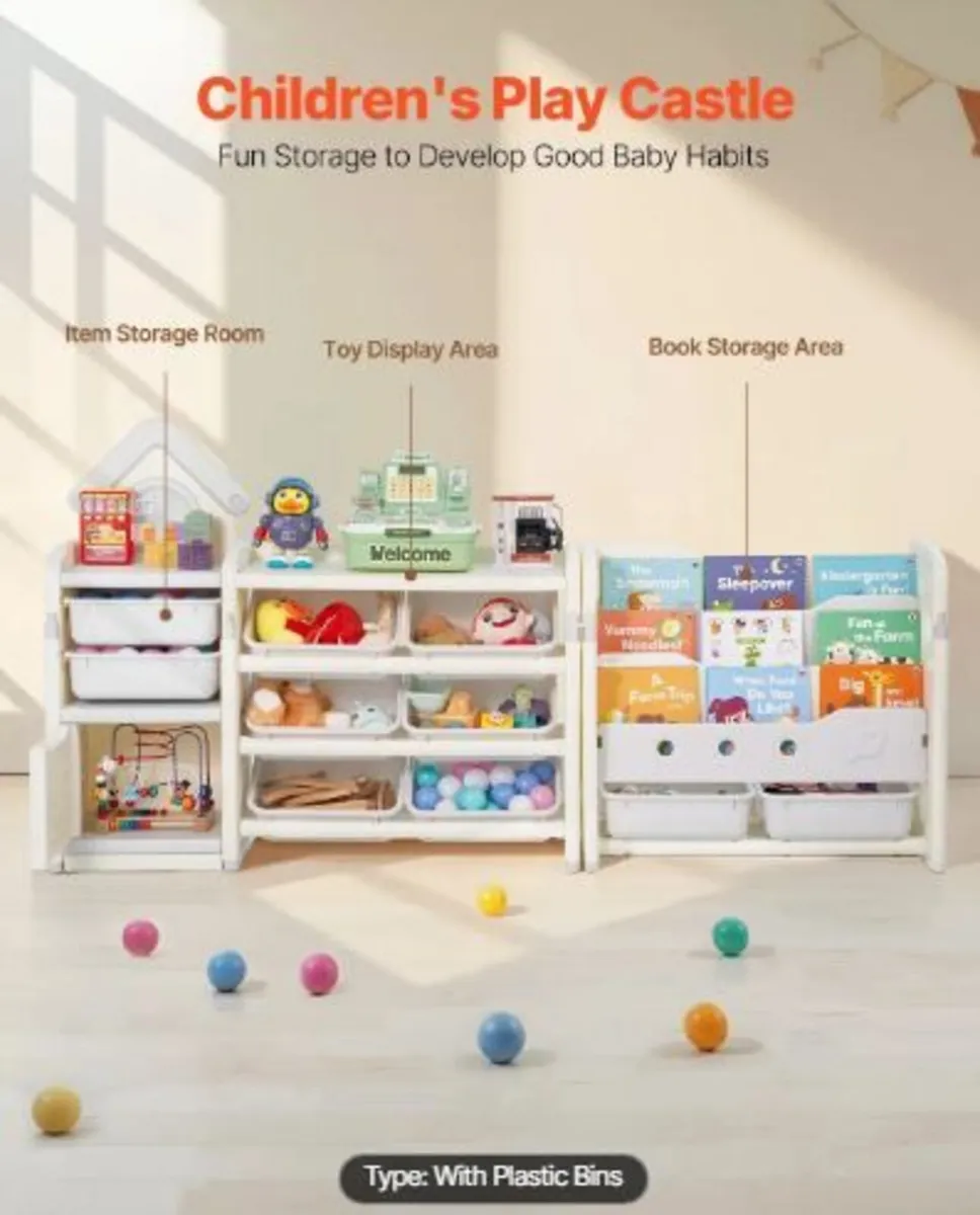 Kids Toy Storage with Bookshelf, 4-Tier - Image 2