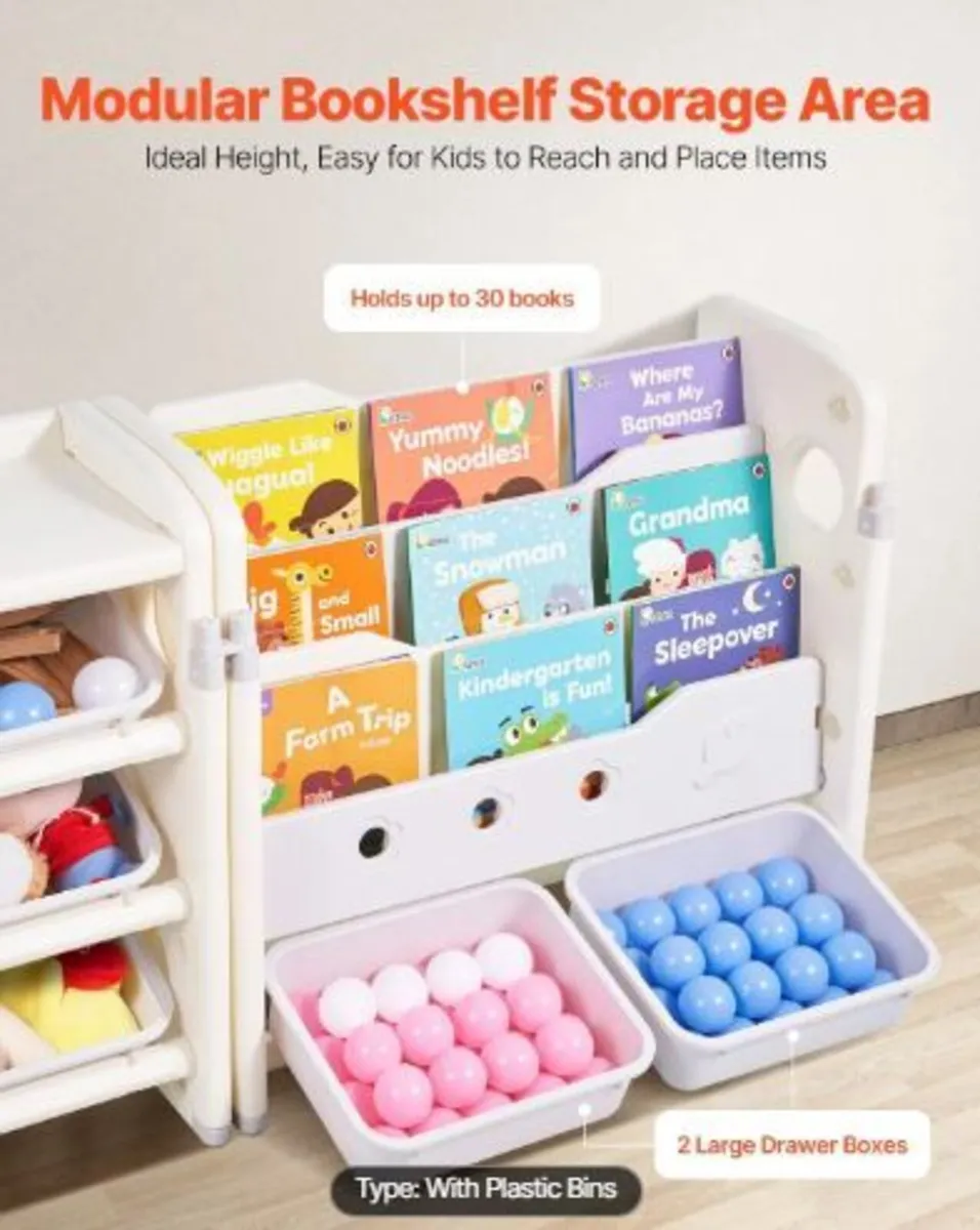 Kids Toy Storage with Bookshelf, 4-Tier - Image 4