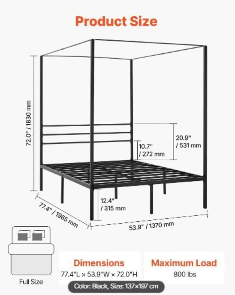 Full Size Canopy Bed Frame - Image 4