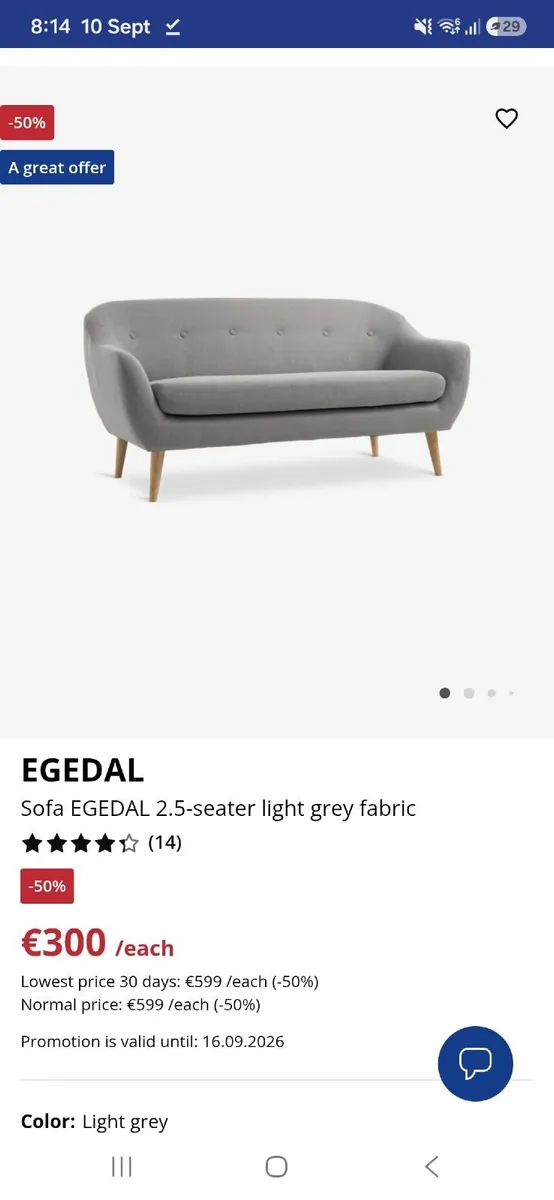 Jysk Grey Sofa - Image 3