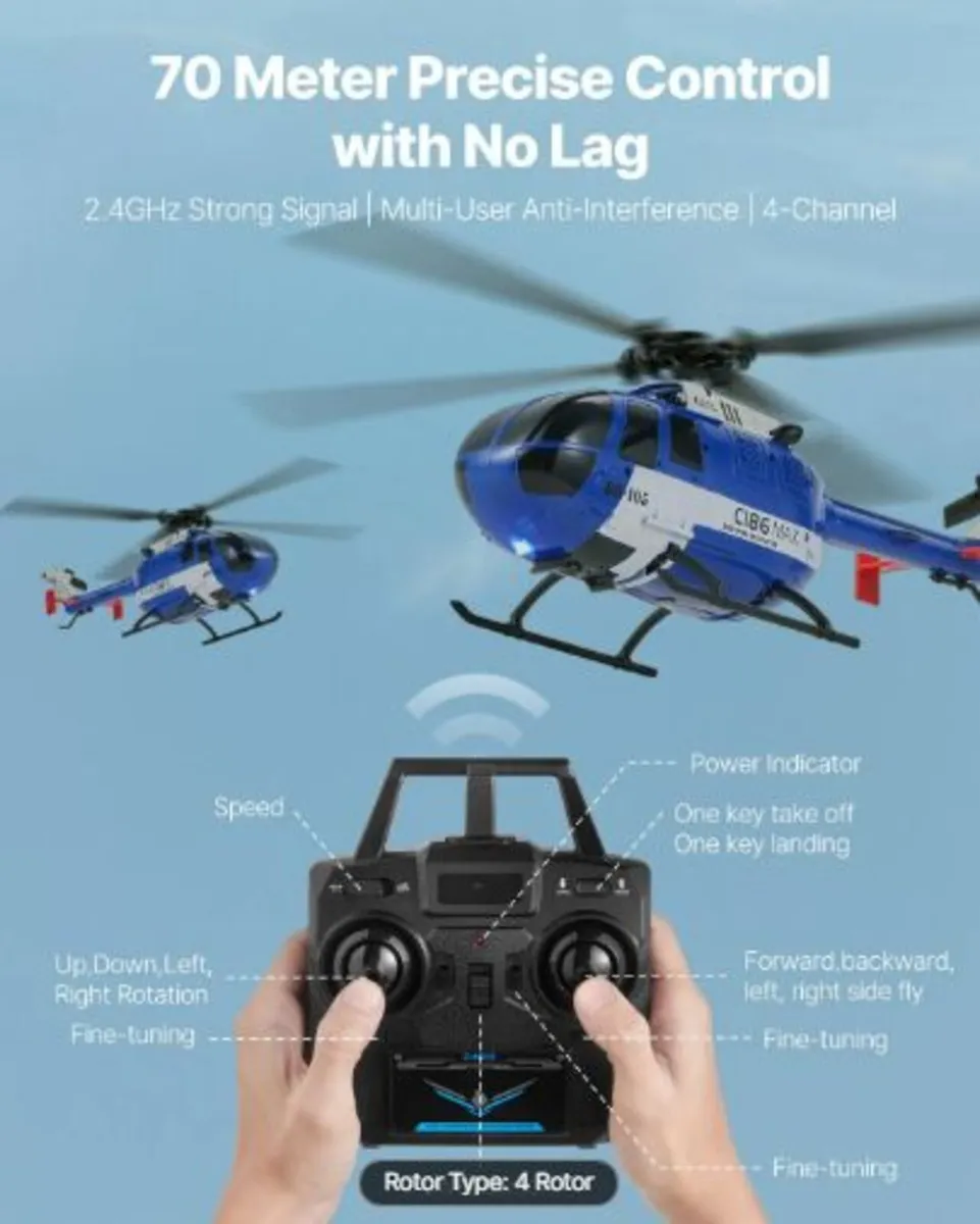 RC Helicopter, 2.4GHz 4-Propeller Remote Control - Image 3