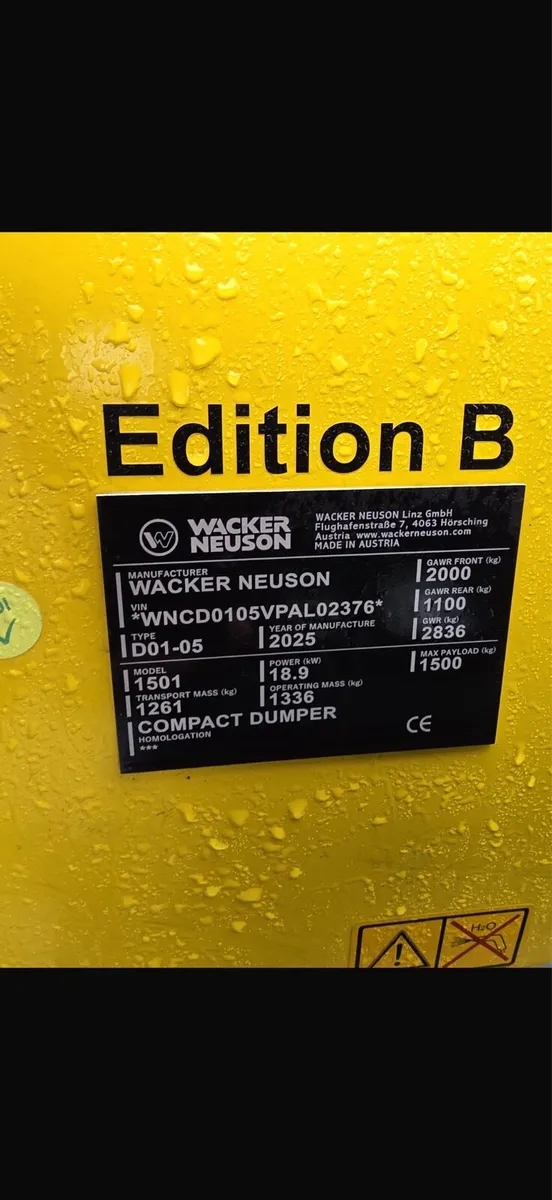 2025 Wacker Neuson Wheeled Dumper 1501 - Image 2