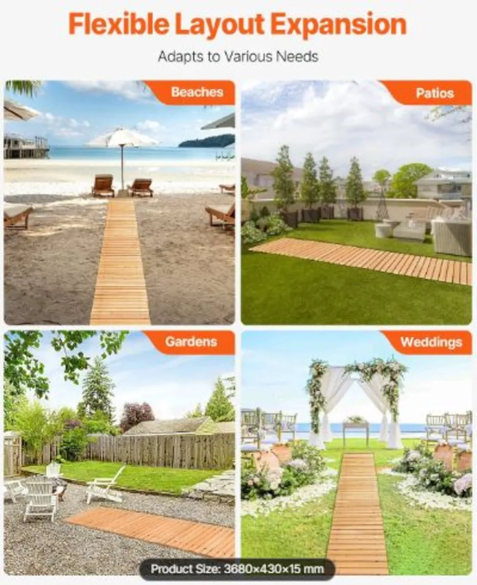 Wooden Garden Pathway,12 ft L x 17 in W, Non-Slip - Image 4
