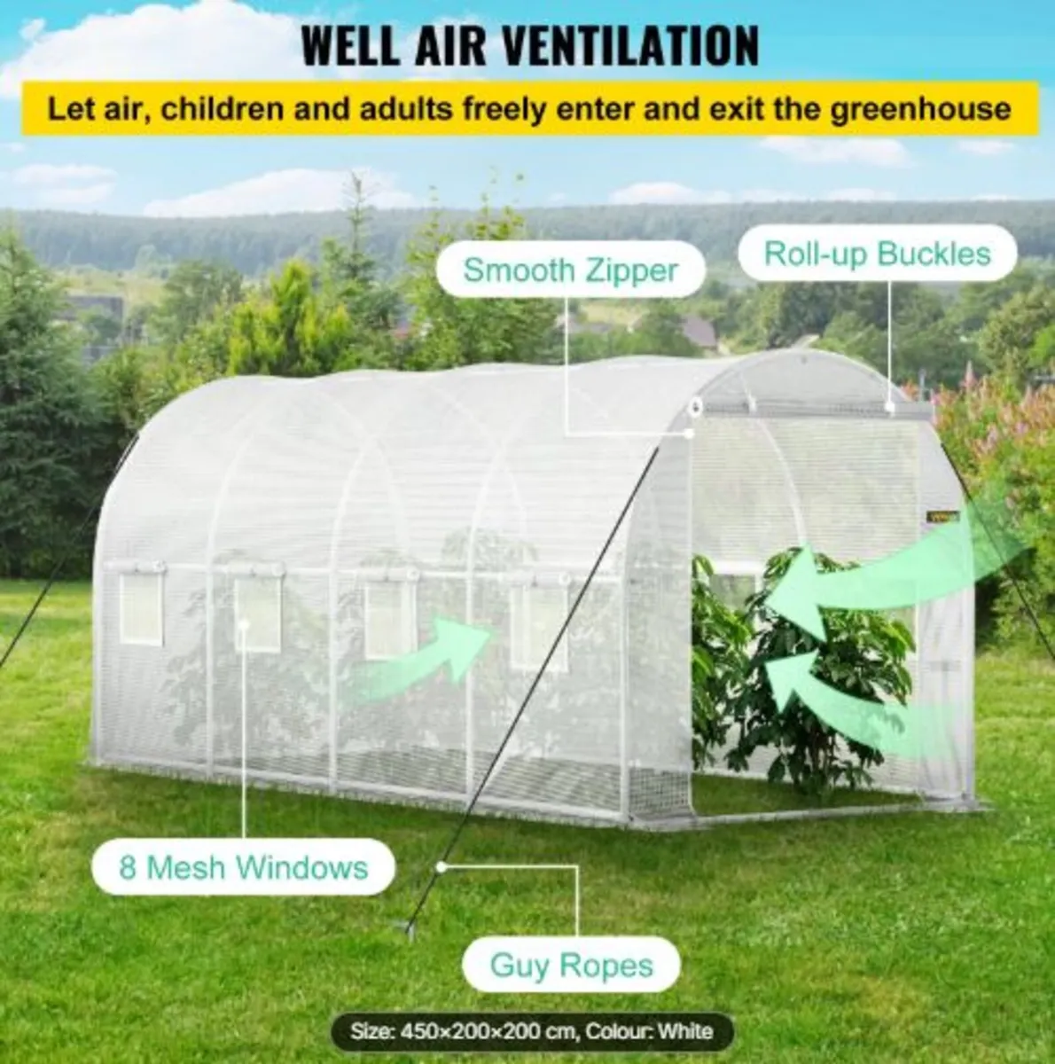 Walk-in Tunnel Greenhouse, 457.2 x198.12 x213.4 cm - Image 3