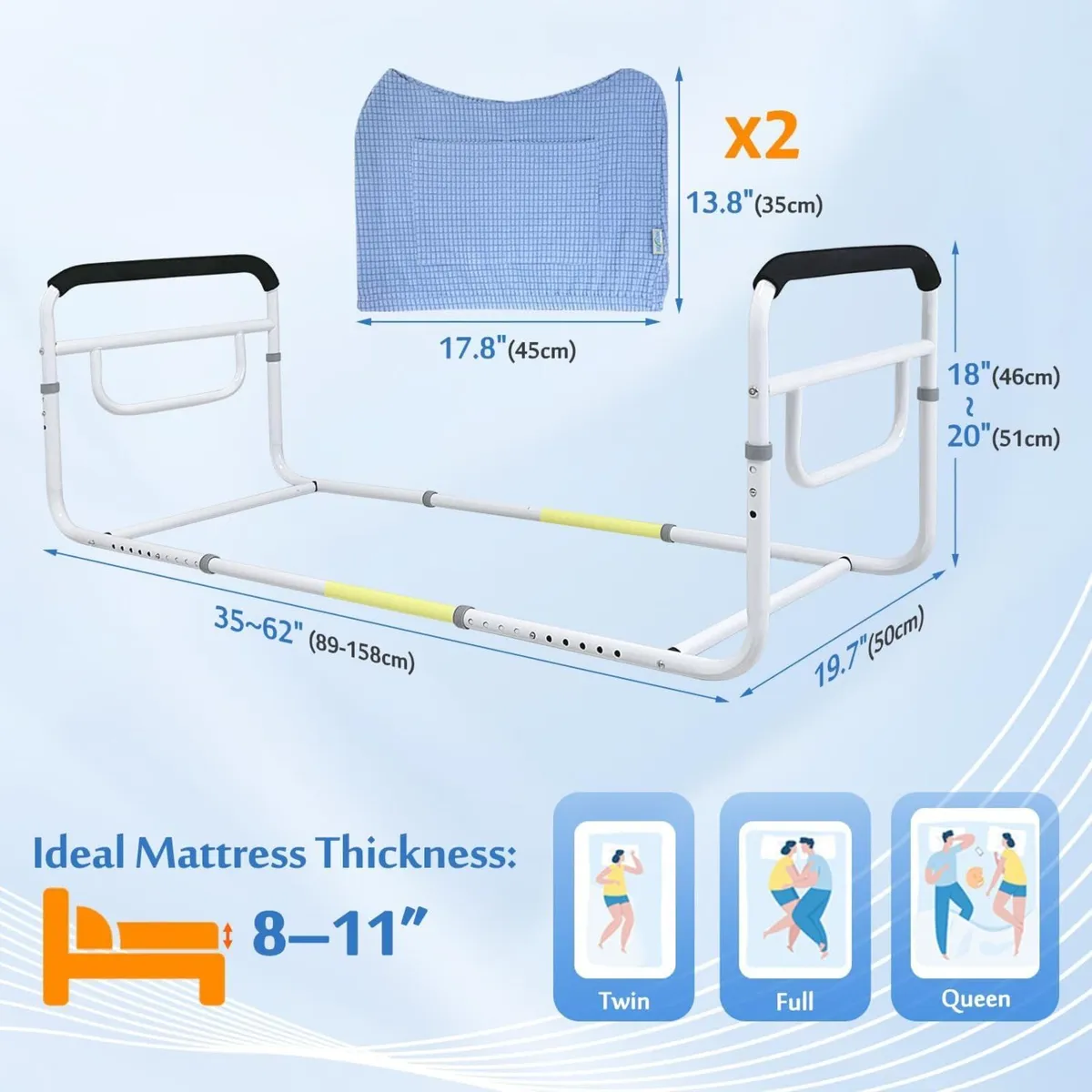 Bed Rail Dual Side Rails for Elderly Adults - Image 2