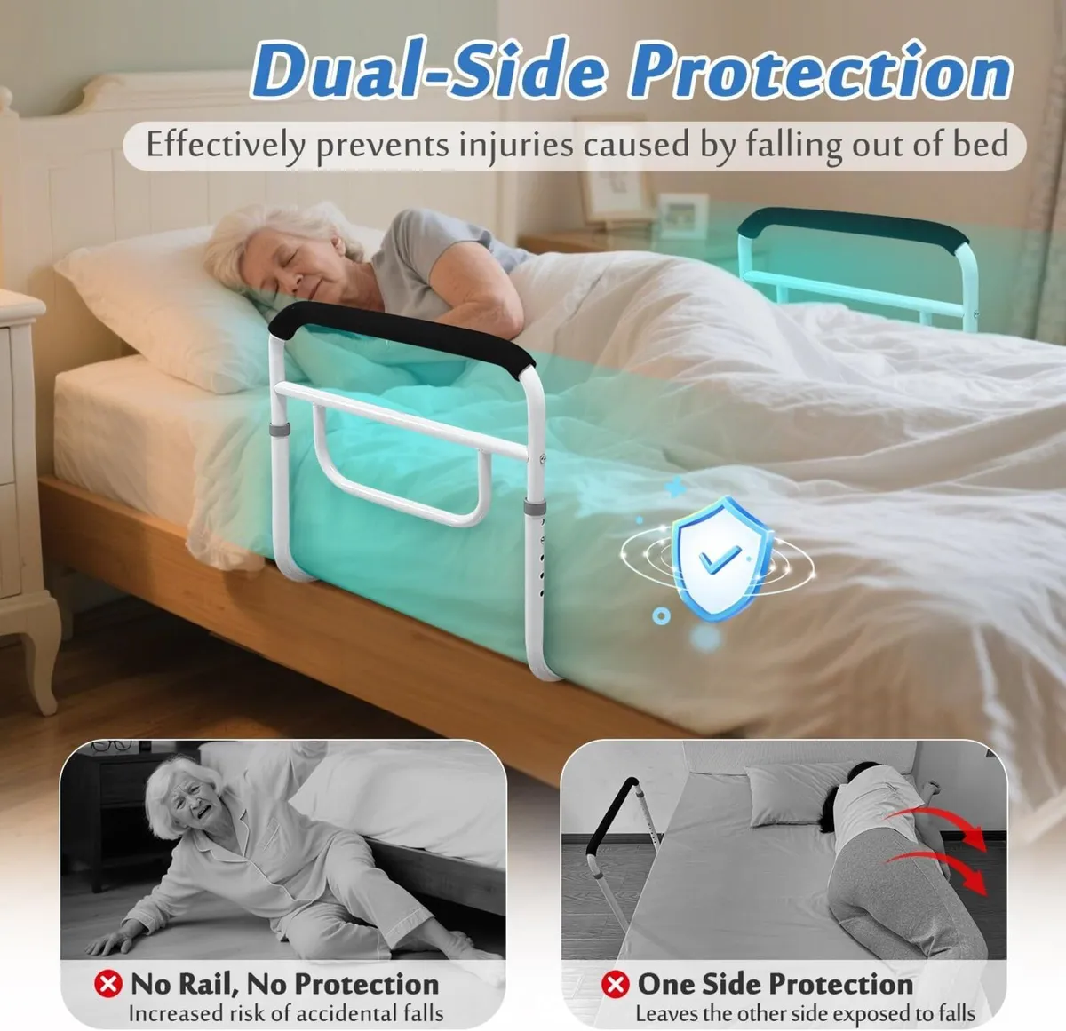 Bed Rail Dual Side Rails for Elderly Adults - Image 3